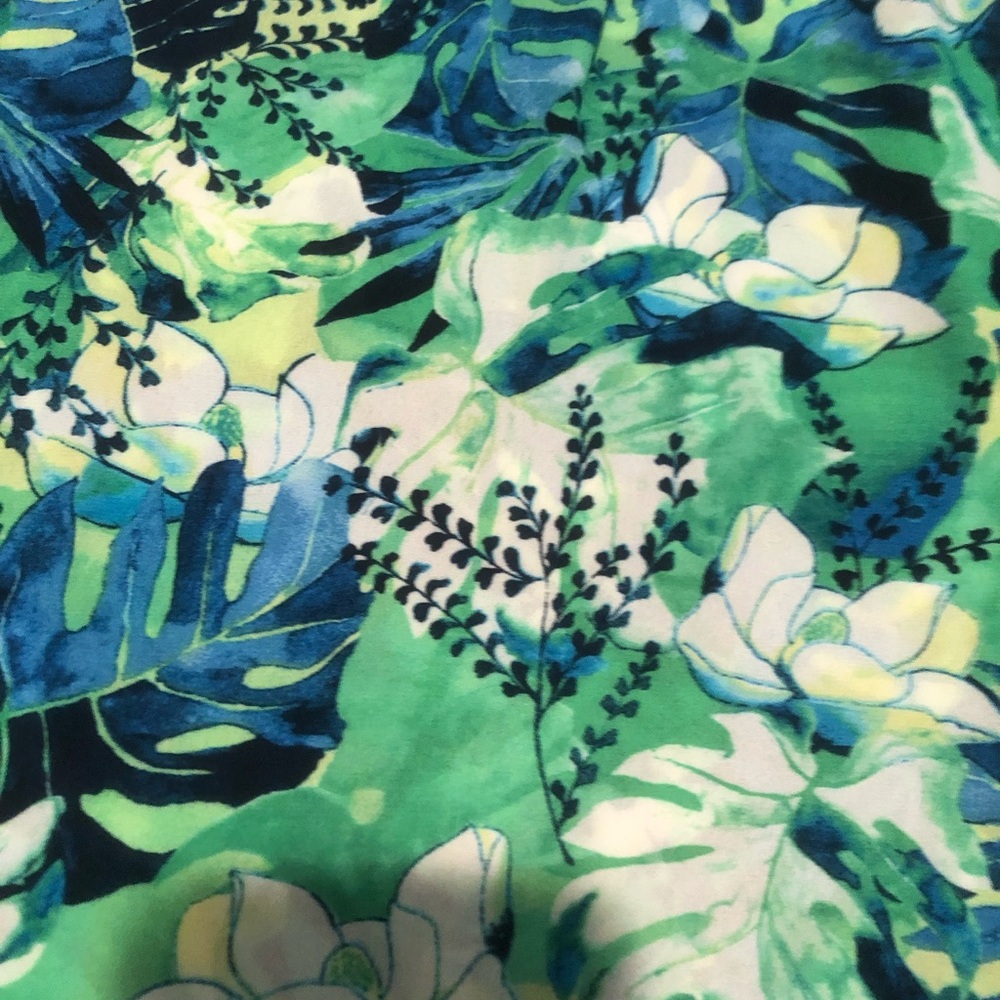 Rose & Olive Tropical Green and Blue Womens Sleeveless Blouse - Picture 9 of 11